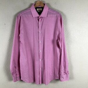Munsing Wear Penguin Shirt Mens 16 34/35 Pink Check Dressy Heritage Slim Fit